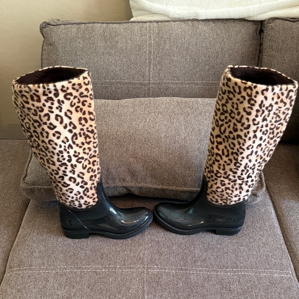 Leopard Print Tall Rain Boots